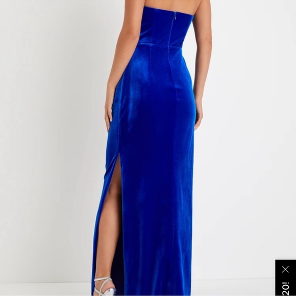 Blue Velvet Twist-Front Maxi Dress - Picture 2 of 5